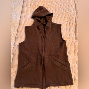 Woolrich Dark Brown 100% Wool Hooded Vest